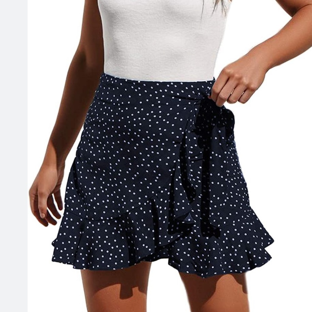 Relipop navy Polka Dot High Waist Ruffle Wrap Tie Knot nwt XXL